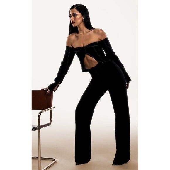 NWT PrettyLittleThing PLT Label Black Contrast Stitch Corset Top Women's Size 2 - Picture 2 of 9